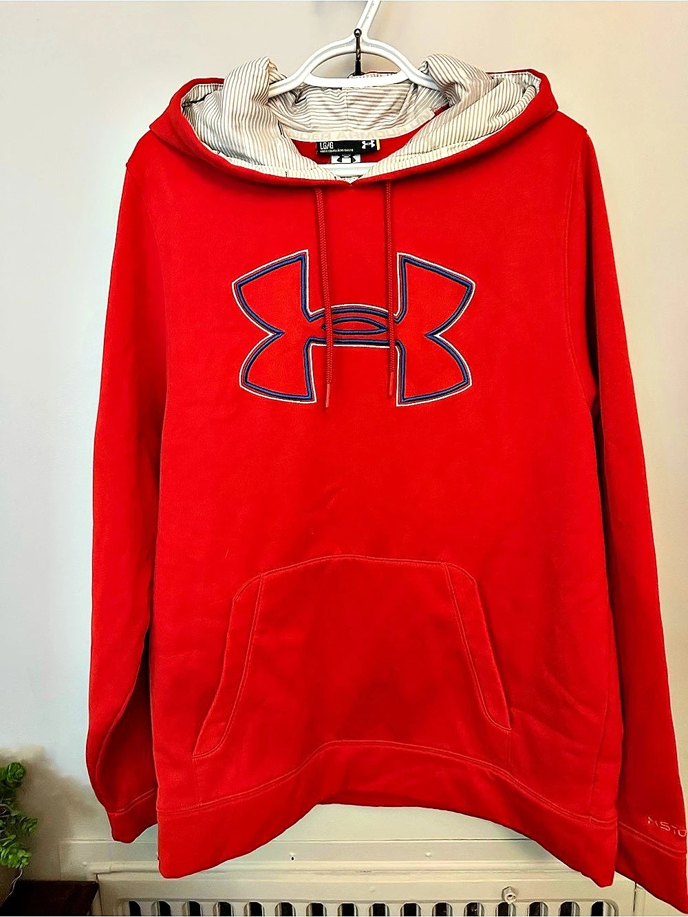Under Armour Big Logo Pullover Hoodie Red & Blue Large